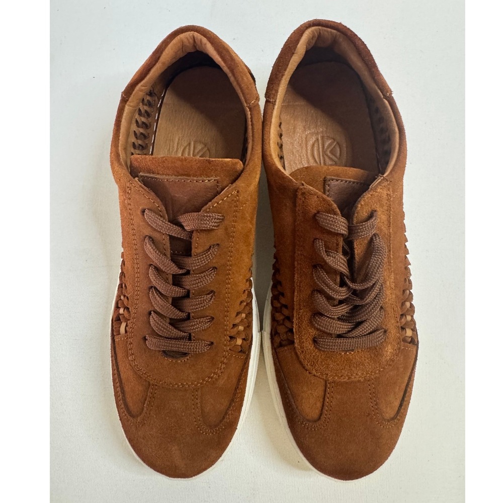 The Kindreds Suede Woven Sneaker Cognac Brown Bohemian Platform Shoes Women 38